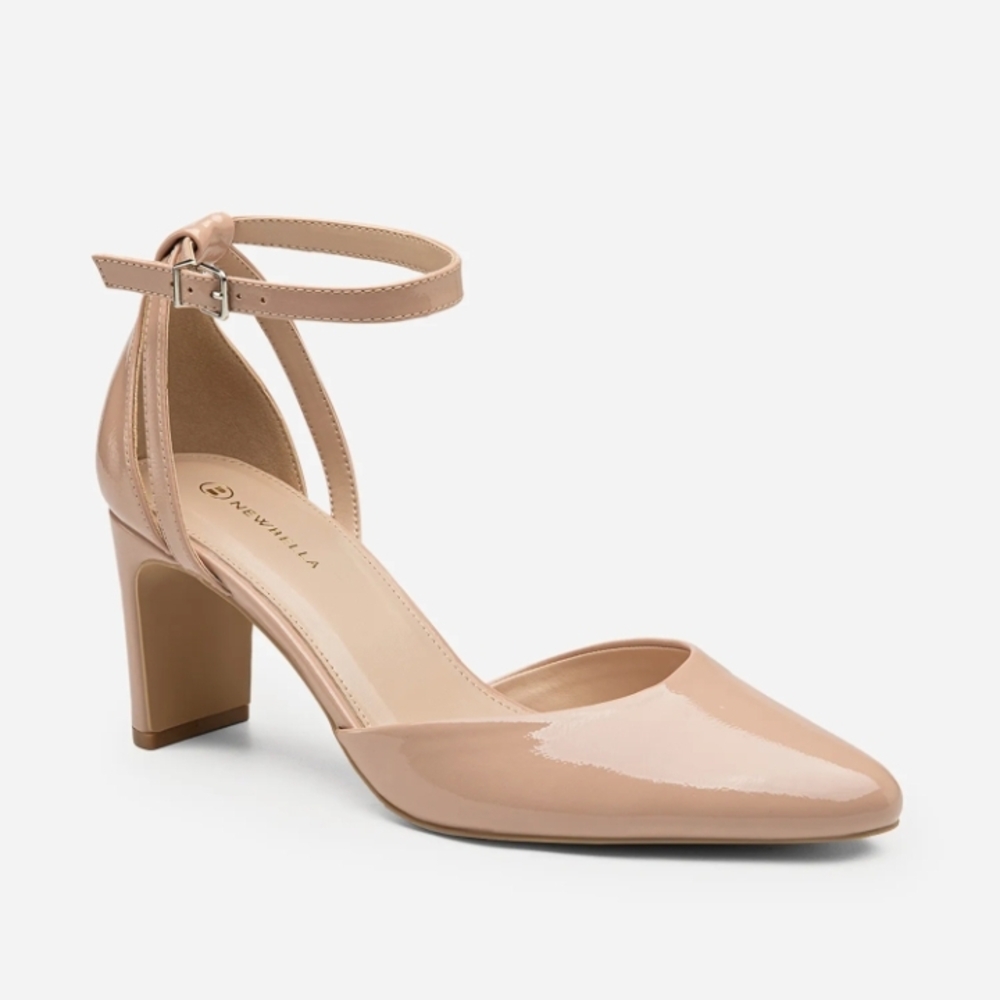 Aquazzura Beige Patent Leather Ankle Strap Heels